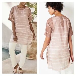 J. JILL | Pure Jill | Fawn Ombré Stripes Women's Silk Blend Tunic Top size Large